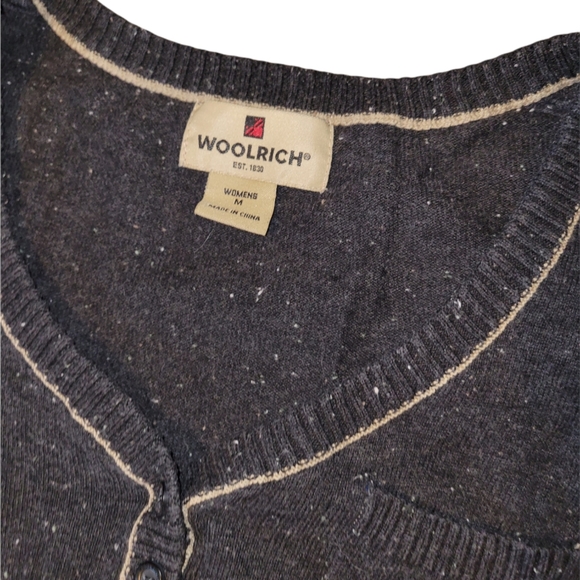 Woolrich Speckled Cotton Henley Sweater Lightweight but Warm sz M - Picture 2 of 2